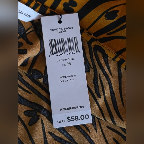 BCBGeneration Bronze Animal Print Cami M NWT Lace Trim Cowl Back Y2K - Picture 8 of 8